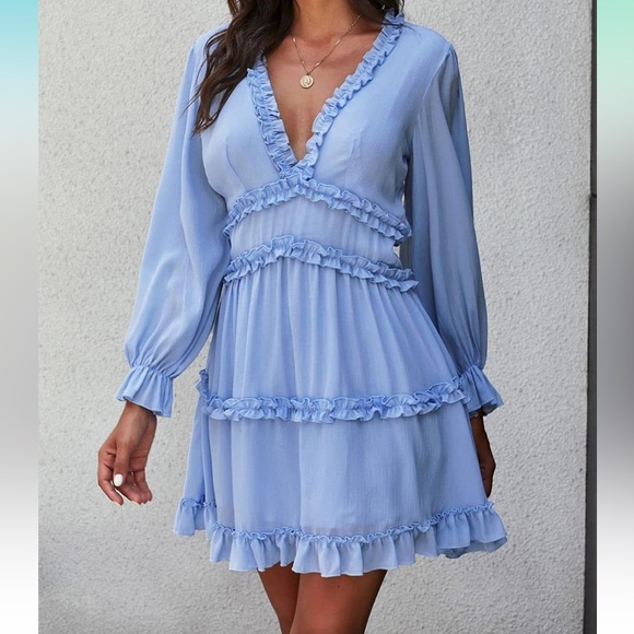 Light Blue Ruffled Dress - Picture 6 of 7
